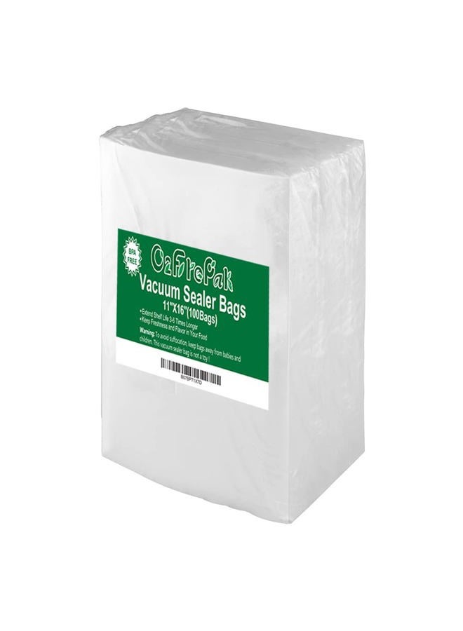 O2frepak 100 Gallon Size 11" x 16"Vacuum Sealer Bags with BPA Free and Puncture Prevention,Vacuum Seal Freezer Bags,Great for Sous Vide Vaccume Sealer PreCut Bags - Image 1